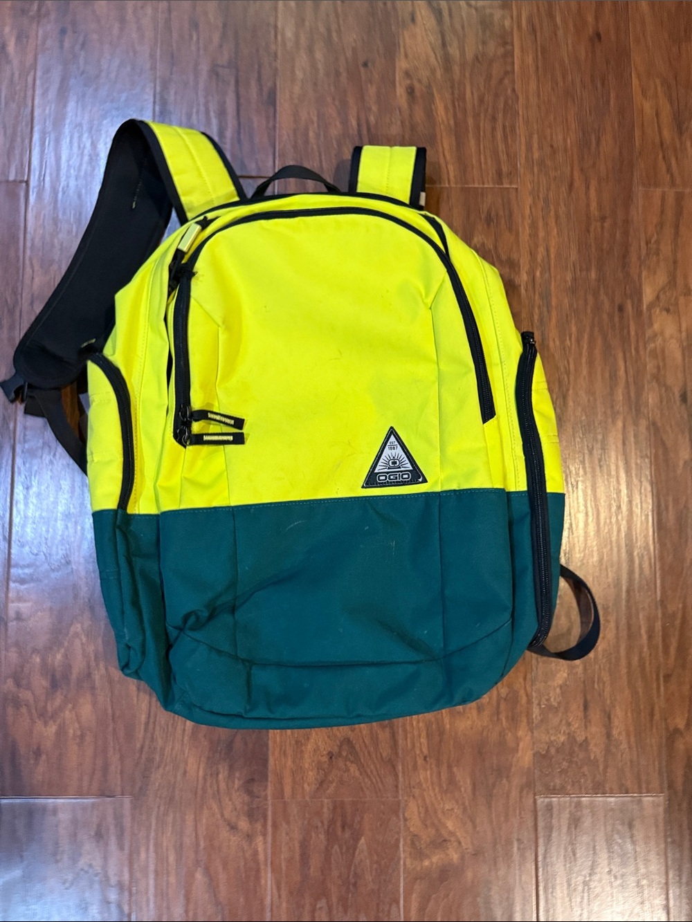 OGIO Two-Tone Neon Yellow and Teal Backpack